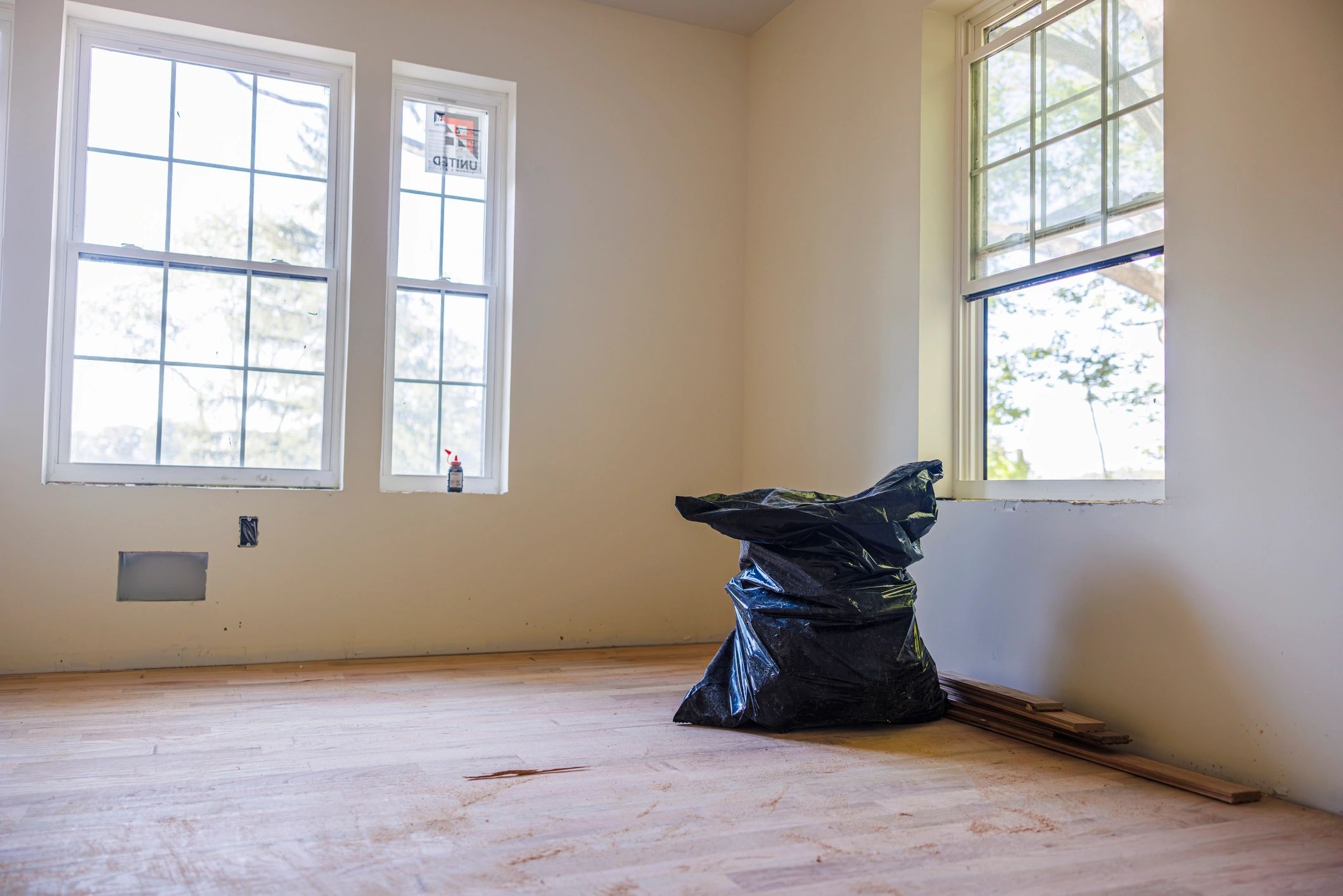 Interior room under renovation at a residential building site